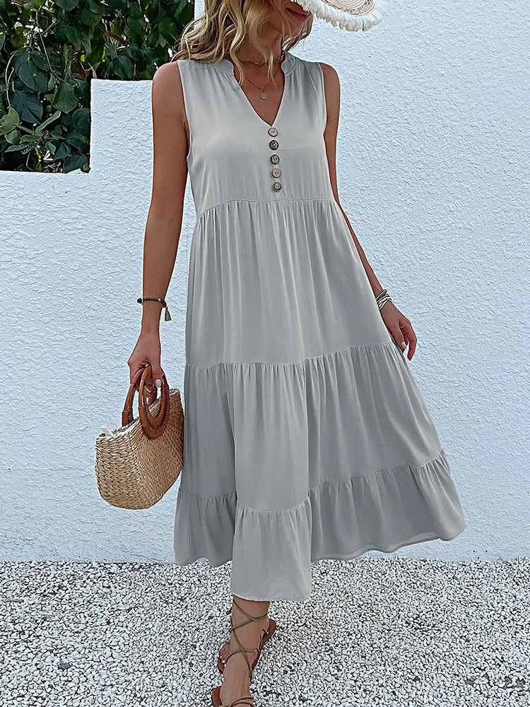 Women Dresses: Casual Summer Midi Dress - Salman Store