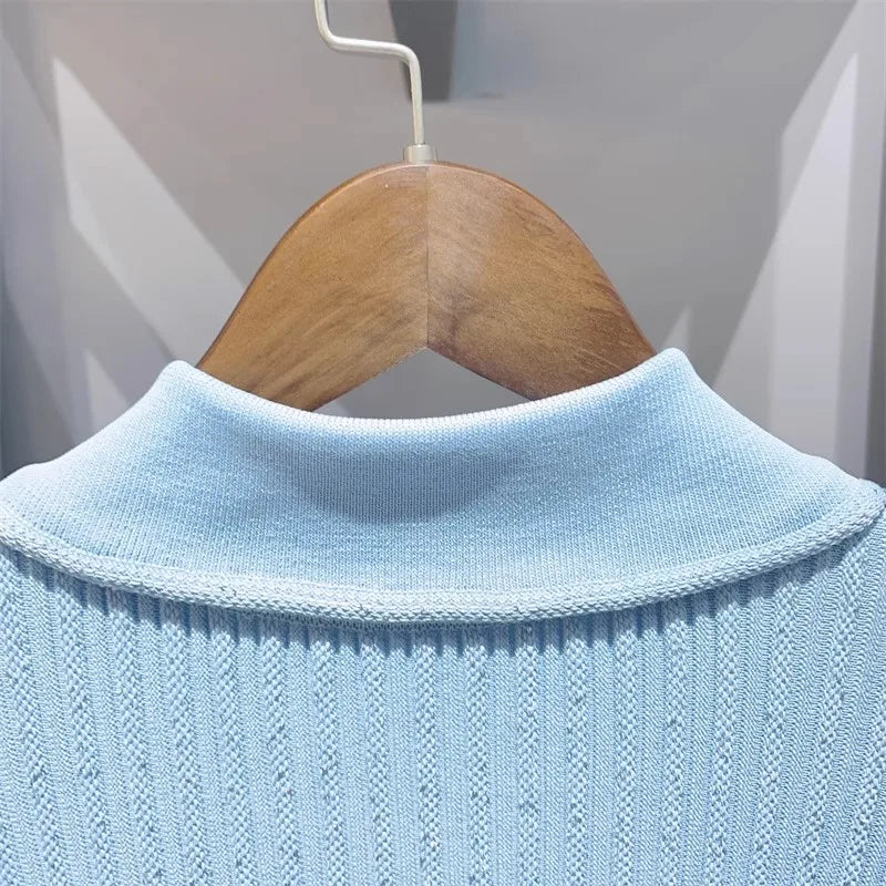 Women Dresses - Polo Neck Knitted Dress Y2K - Salman Store