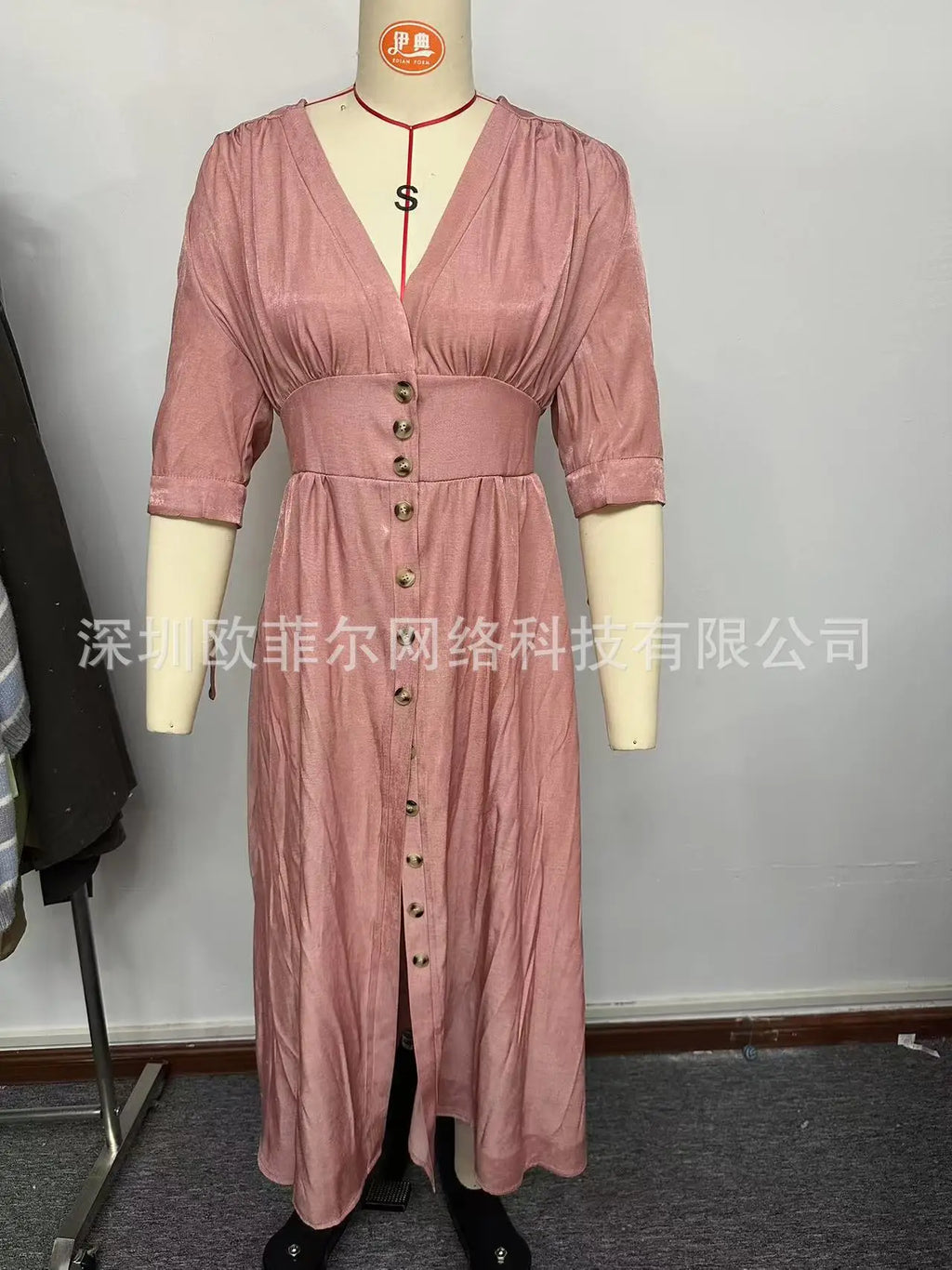 Women Dresses: V Neck Denim Dress - Elegant Style | Salman Store