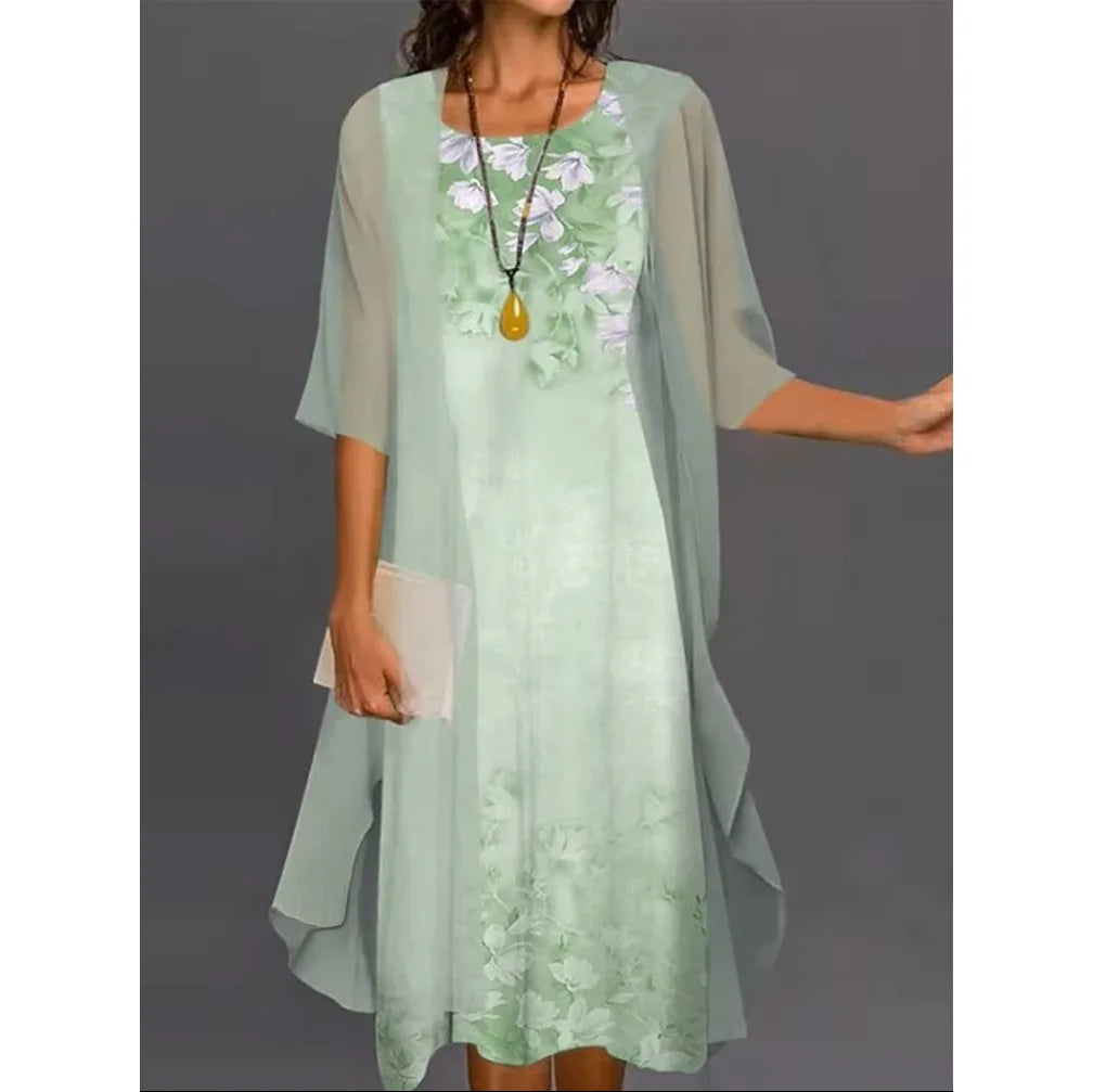 Women Dresses: Casual Knit Floral A-Line Dress | Salman Store
