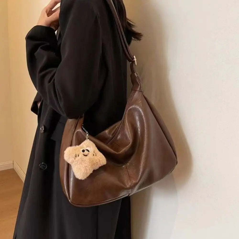 Trendy Slouchy Shoulder Bag for Women - PU Leather Large Capacity Hobo Tote - JStorehub 