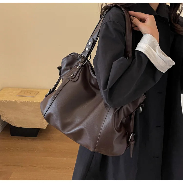 Soft Interior Shoulder Bag 2026 - High Quality Contrasting Color PU Handbag for Wome