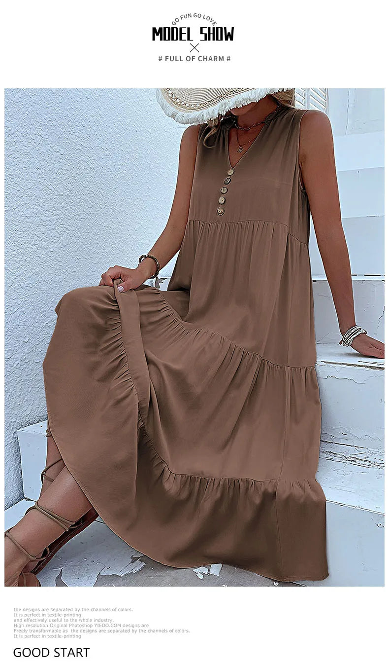 Women Dresses: Casual Summer Midi Dress - Salman Store