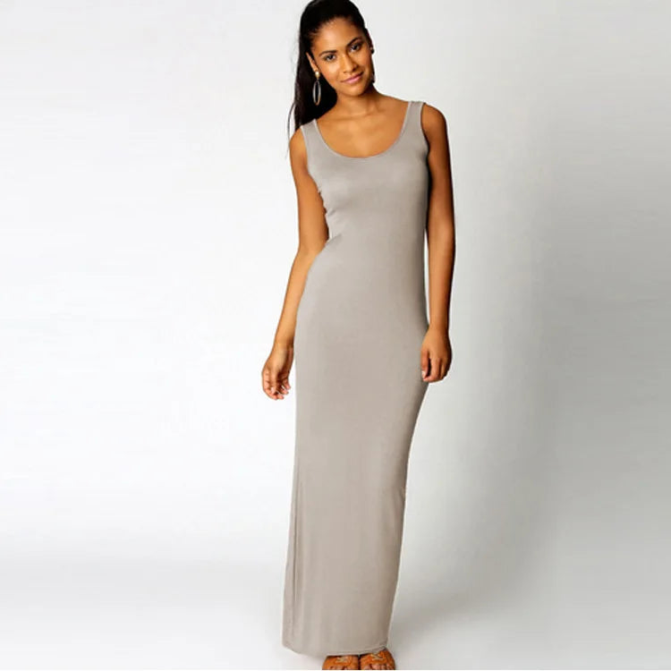 Elegant Women's Maxi Dress - Sleeveless Bodycon for Spring/Summer