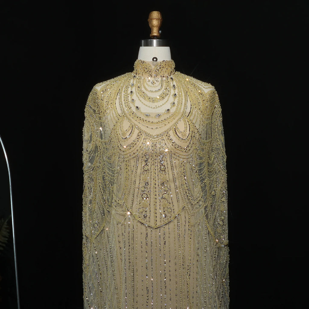 Customized Luxury Nude Caftan Prom Evening Dress - Elegant Party Gown - JStorehub 