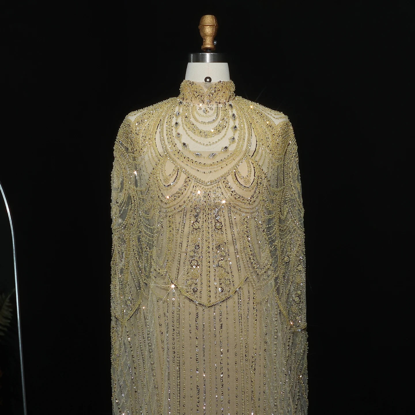 Customized Luxury Nude Caftan Prom Evening Dress - Elegant Party Gown - JStorehub 