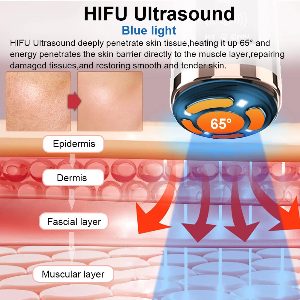 HIFU Face Lifting Machine - EMS Microcurrent Skin Rejuvenation Massager - JStorehub 