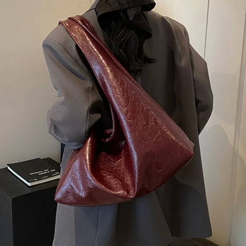 Large Capacity PU Leather Hobo Underarm Bag - 2026 Y2K Trend Shoulder Tote for Women - JStorehub 