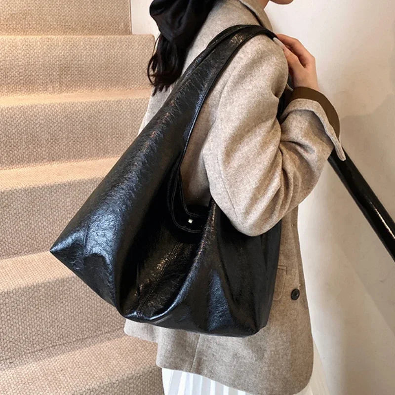 Large Capacity PU Leather Hobo Underarm Bag - 2026 Y2K Trend Shoulder Tote for Women - JStorehub 