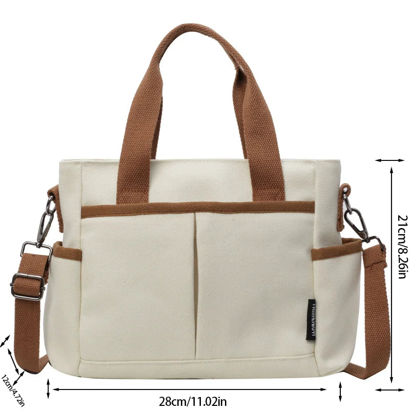 Women's Bag Multiple Pockets Shoulder Bag Large Capacity Canvas - SalmanStore 