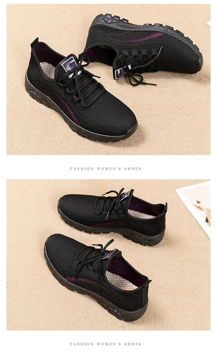 Black Beijing Cloth Casual Work Shoes for Women - Comfortable Slip-On Flats