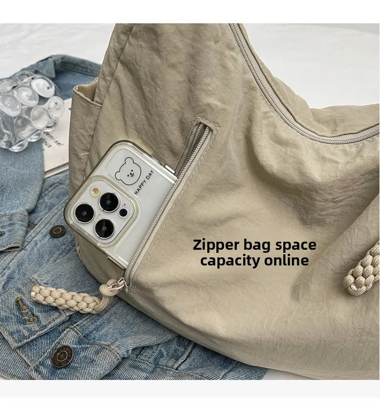 Trendy Women's Soft Cloth Shoulder Bag - Solid Color Y2K Casual Big Crossbody Bag 2026