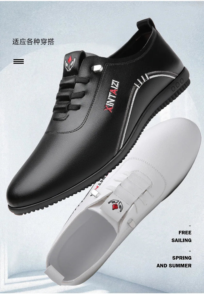 2024 casual men leather shoes Versatile Business White footwear Fashion anti slip comfortable loafers male new lightweight flat