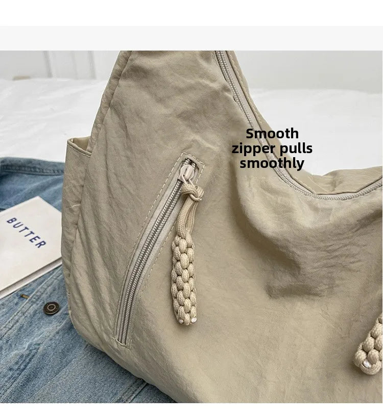 Trendy Women's Soft Cloth Shoulder Bag - Solid Color Y2K Casual Big Crossbody Bag 2026