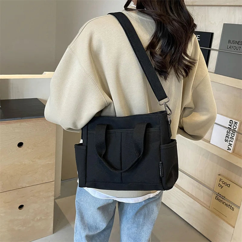 Women's Bag Multiple Pockets Shoulder Bag Large Capacity Canvas - SalmanStore 