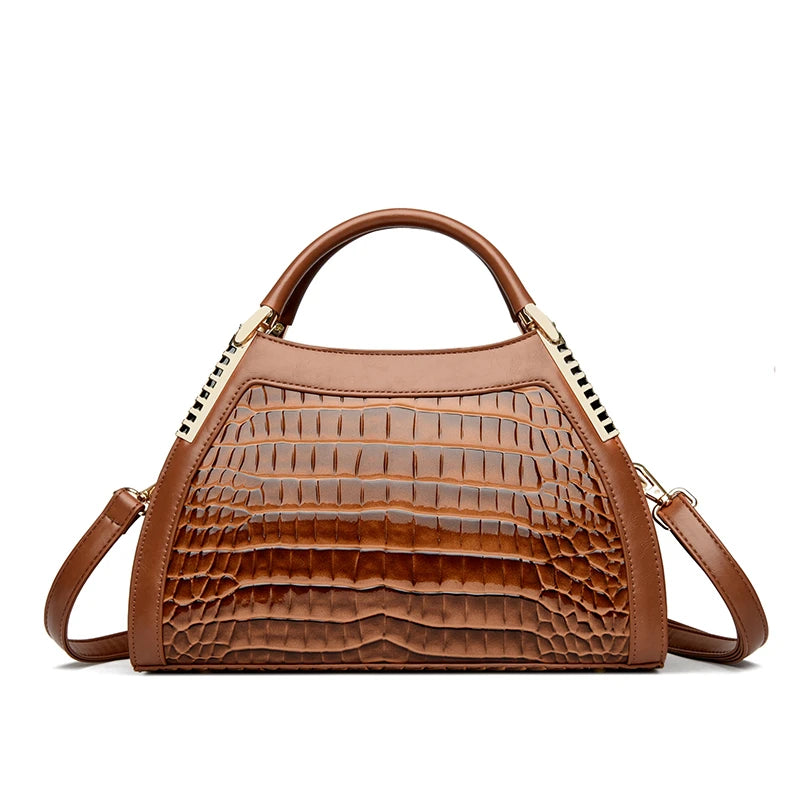 Alligator Patent Leather Shoulder Crossbody Bag for Women