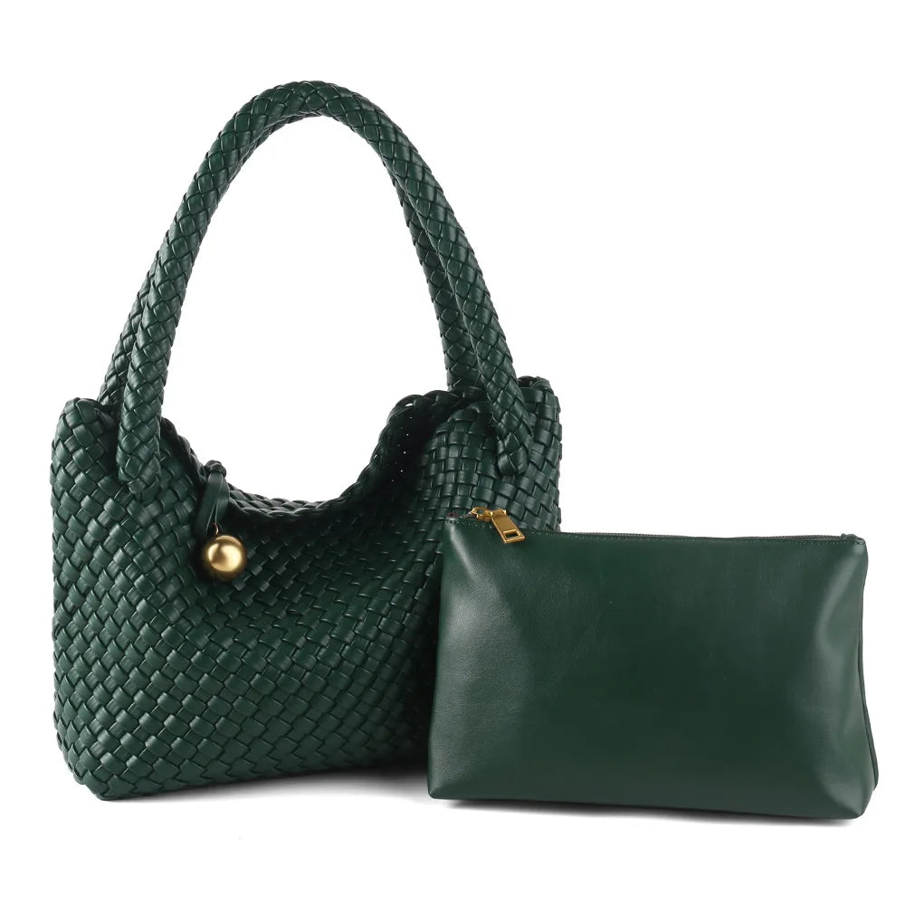 Woven Bag Women PU Leather Single Shoulder Bag - SalmanStore 