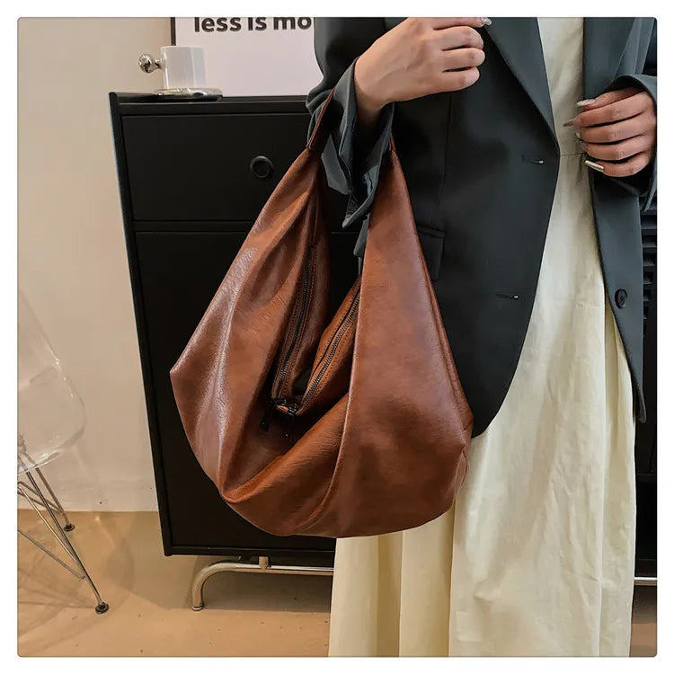 Big Black Shoulder Bag for Women - Large Hobo Soft Leather Crossbody Tote Bag - JStorehub 