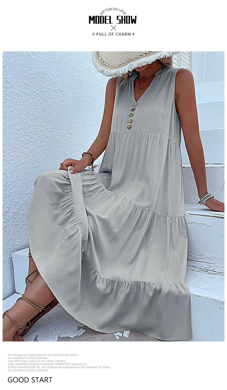 Women Dresses: Casual Summer Midi Dress - Salman Store