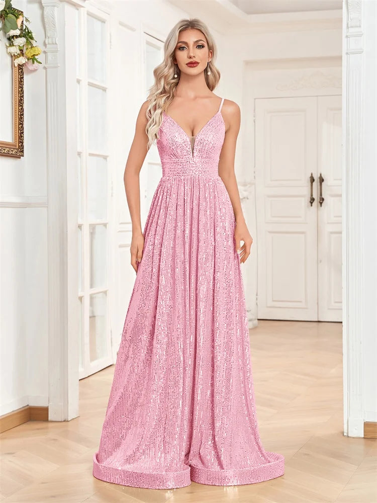 Elegant Backless Sequin Evening Dress - Long Mermaid Formal Gown 2025 - JStorehub 