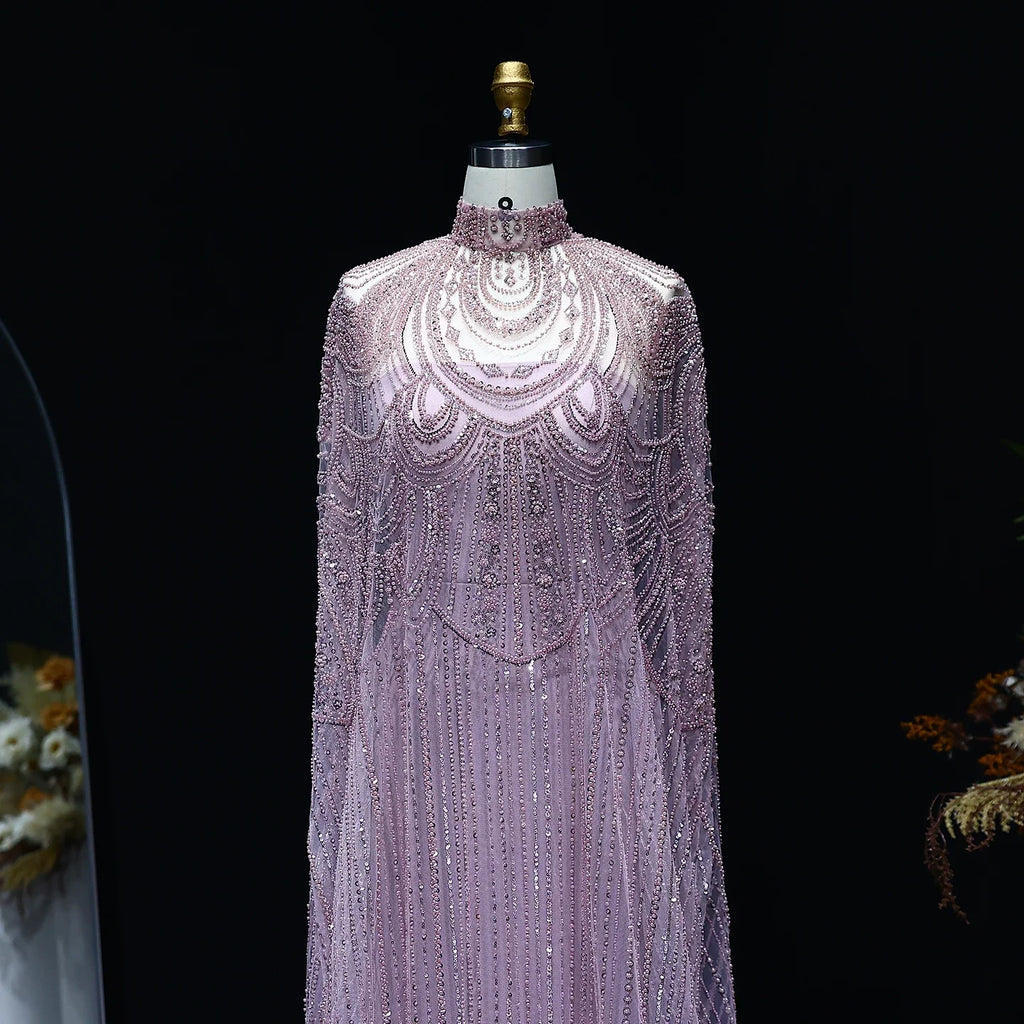 Customized Luxury Nude Caftan Prom Evening Dress - Elegant Party Gown - JStorehub 