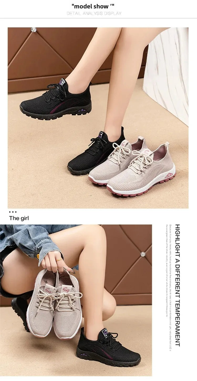 Black Beijing Cloth Casual Work Shoes for Women - Comfortable Slip-On Flats