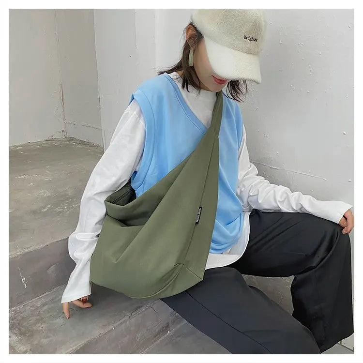 2026 Canvas Tote Bag for Women - Casual Solid Color Shoulder Messenger Bag - JStorehub 