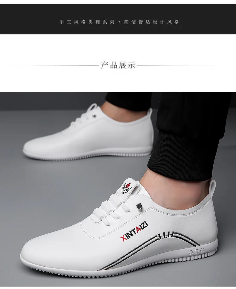 2024 casual men leather shoes Versatile Business White footwear Fashion anti slip comfortable loafers male new lightweight flat