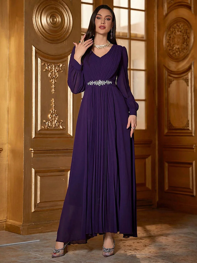 Women Dresses: Elegant Evening V-Neck Dress - Salman Store