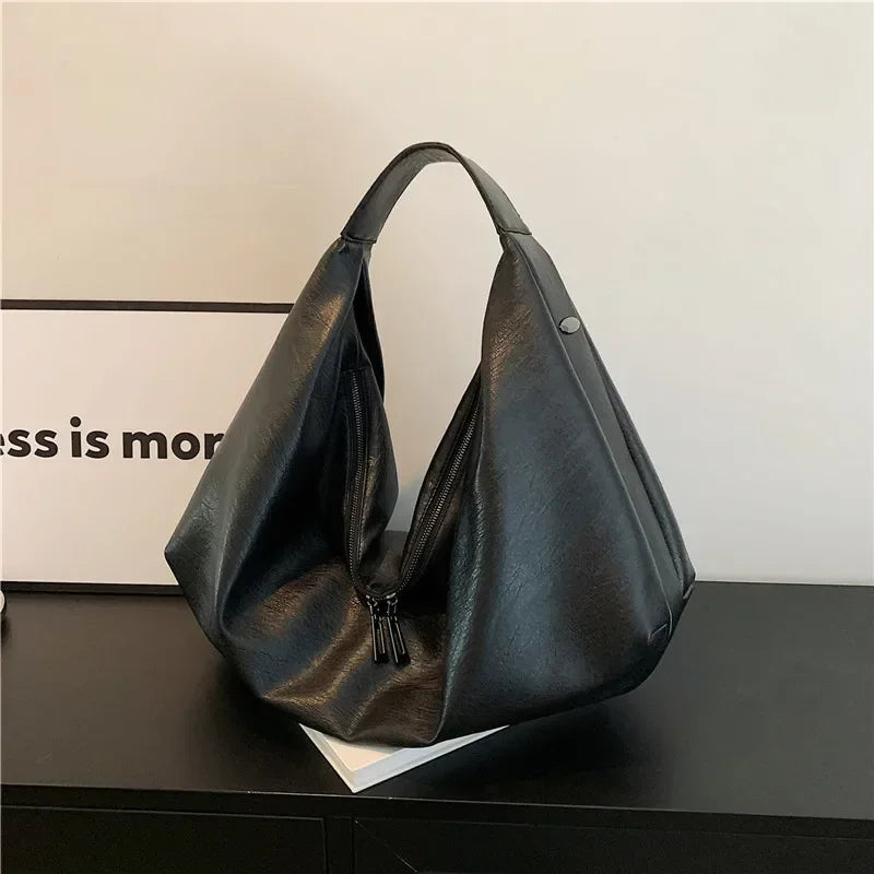 Big Black Shoulder Bag for Women - Large Hobo Soft Leather Crossbody Tote Bag