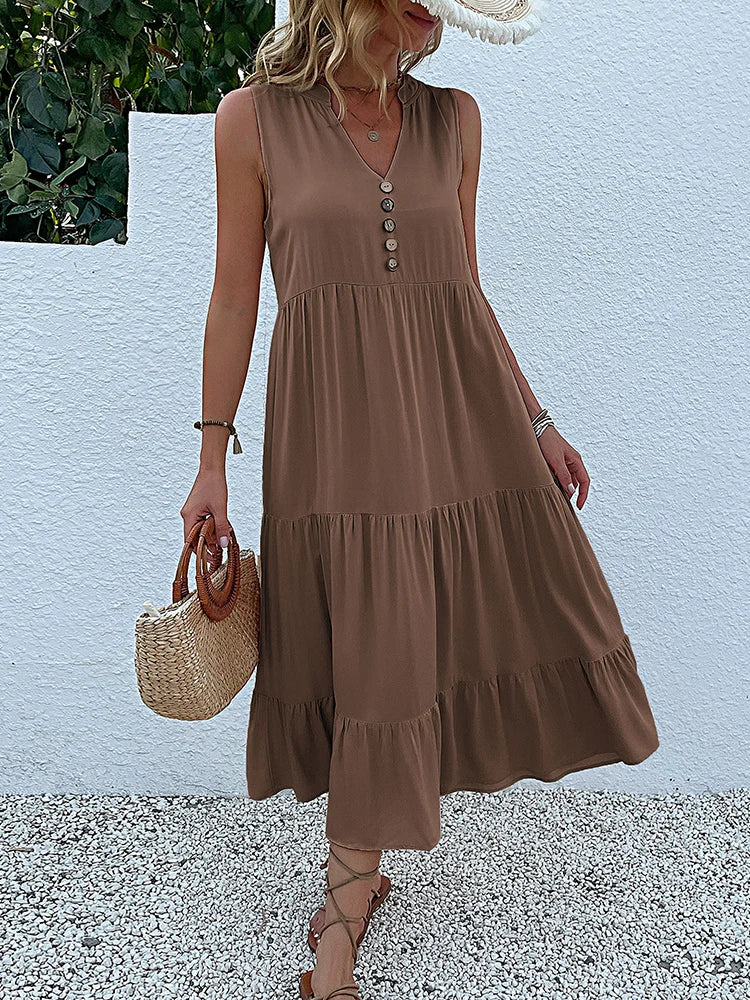 Women Dresses: Casual Summer Midi Dress - Salman Store