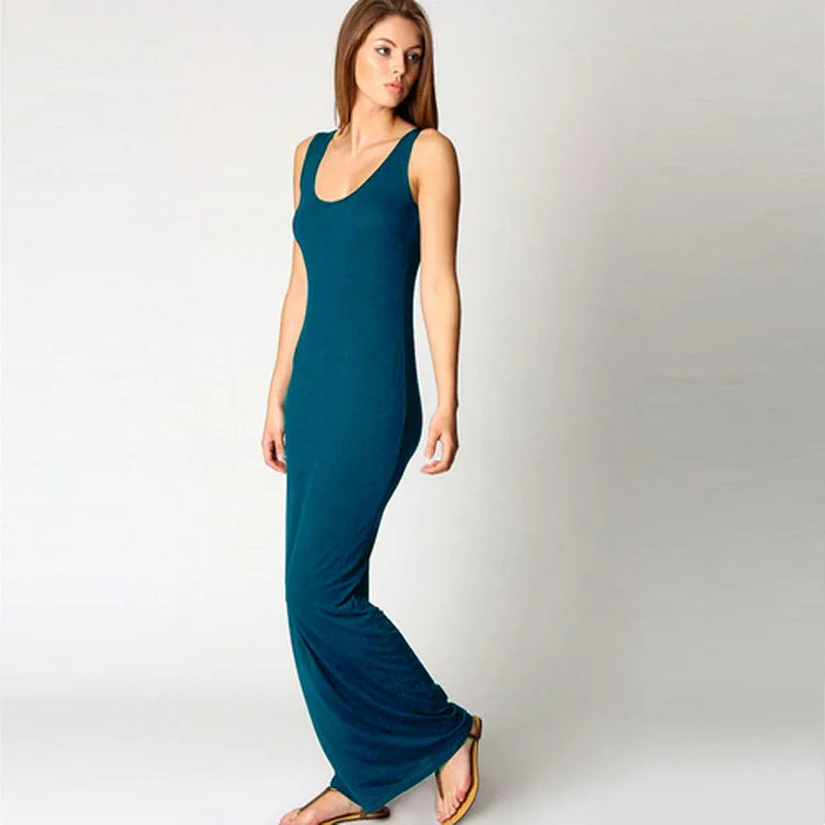 Elegant Women's Maxi Dress - Sleeveless Bodycon for Spring/Summer