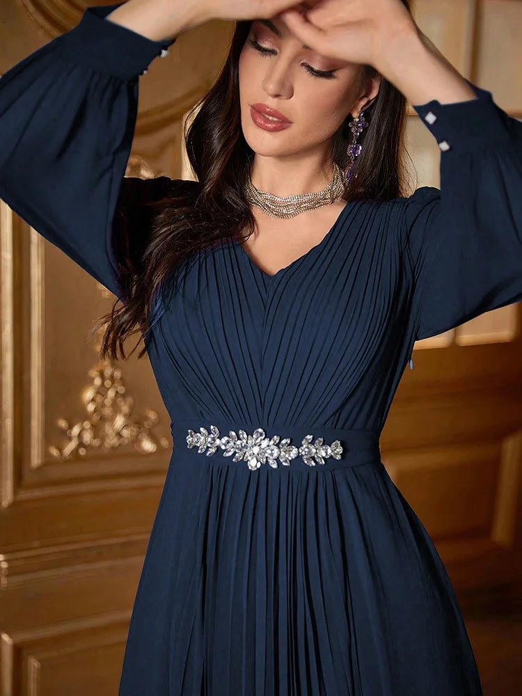 Women Dresses: Elegant Evening V-Neck Dress - Salman Store