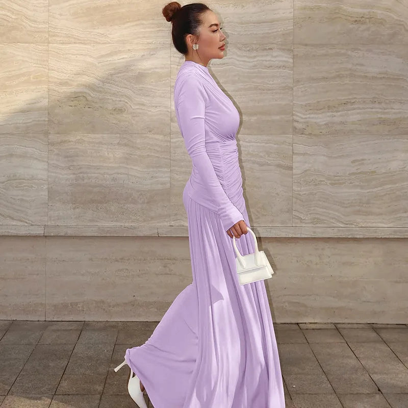 Elegant Women Dresses: Irregular Pleated Maxi Dress | Salman Store