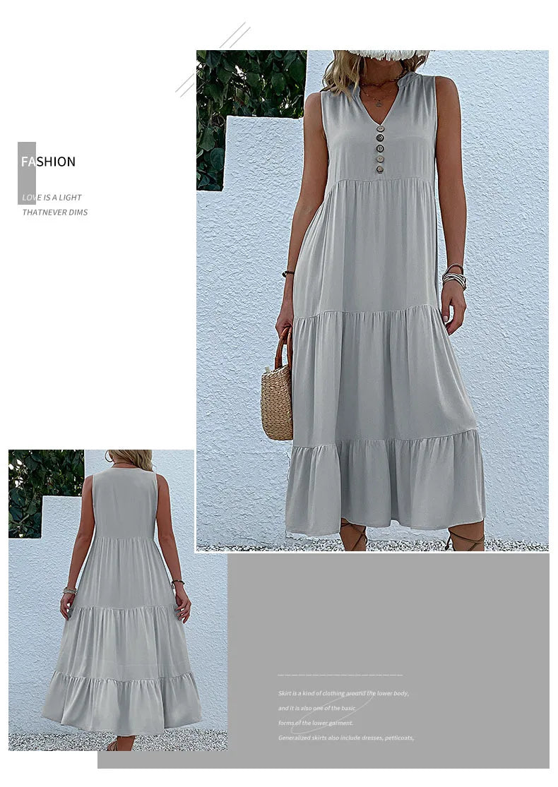 Women Dresses: Casual Summer Midi Dress - Salman Store