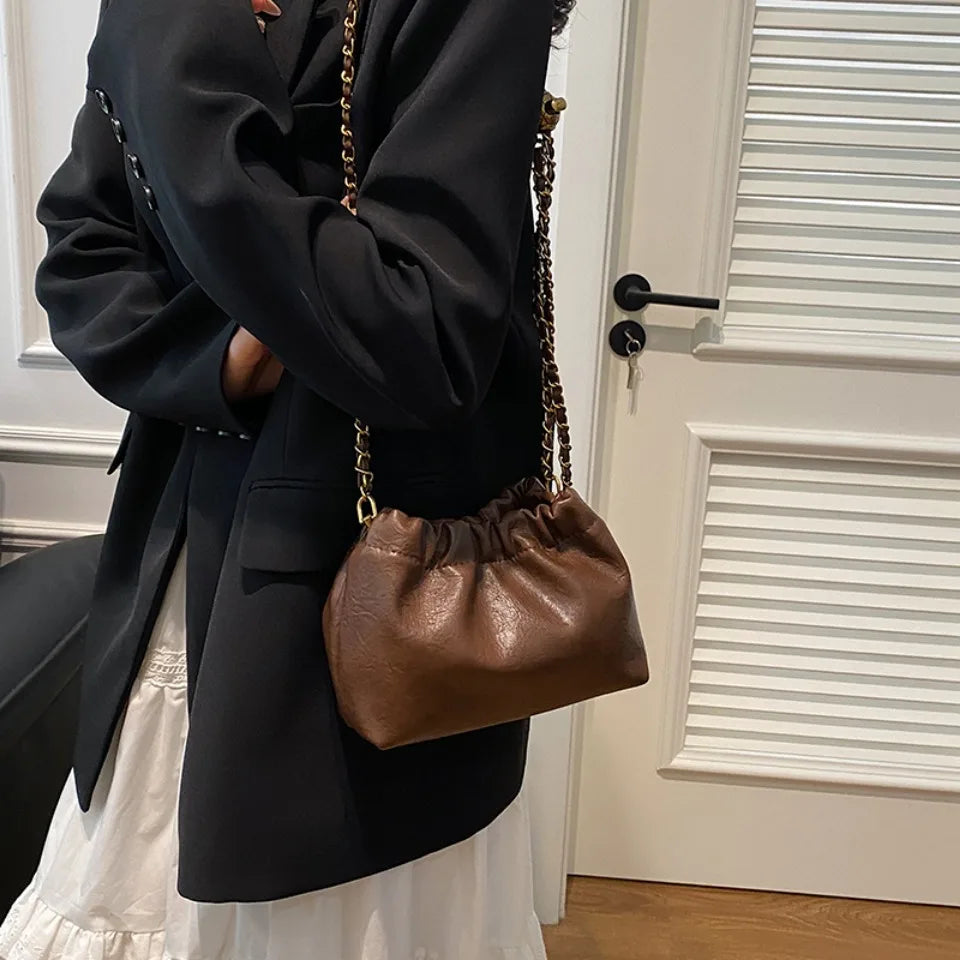 Women's chain shoulder bag PU leather crossbody bag handbag - SalmanStore 