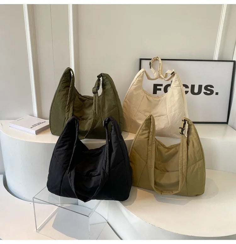 Trendy Women's Soft Cloth Shoulder Bag - Solid Color Y2K Casual Big Crossbody Bag 2026 - JStorehub 