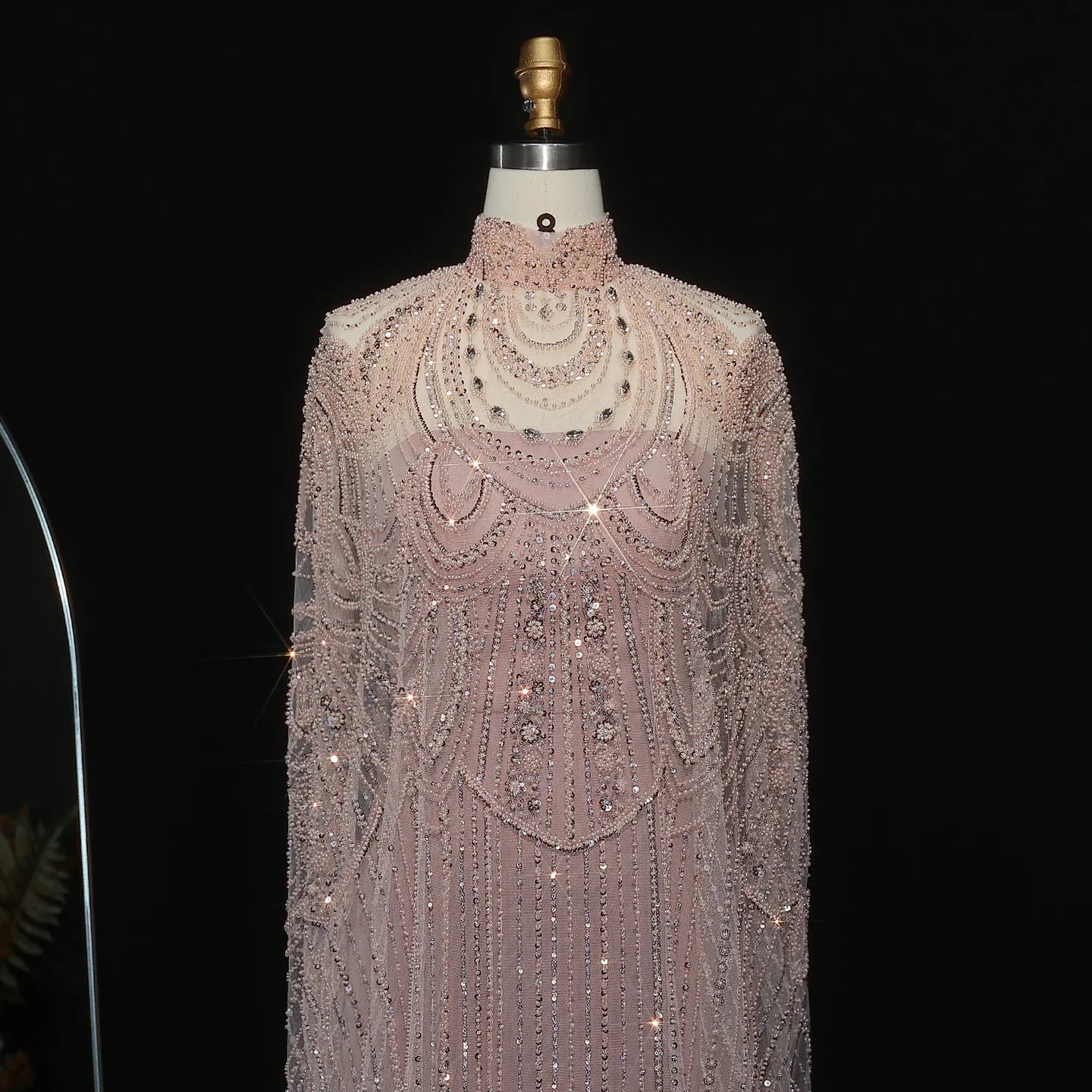 Customized Luxury Nude Caftan Prom Evening Dress - Elegant Party Gown - JStorehub 