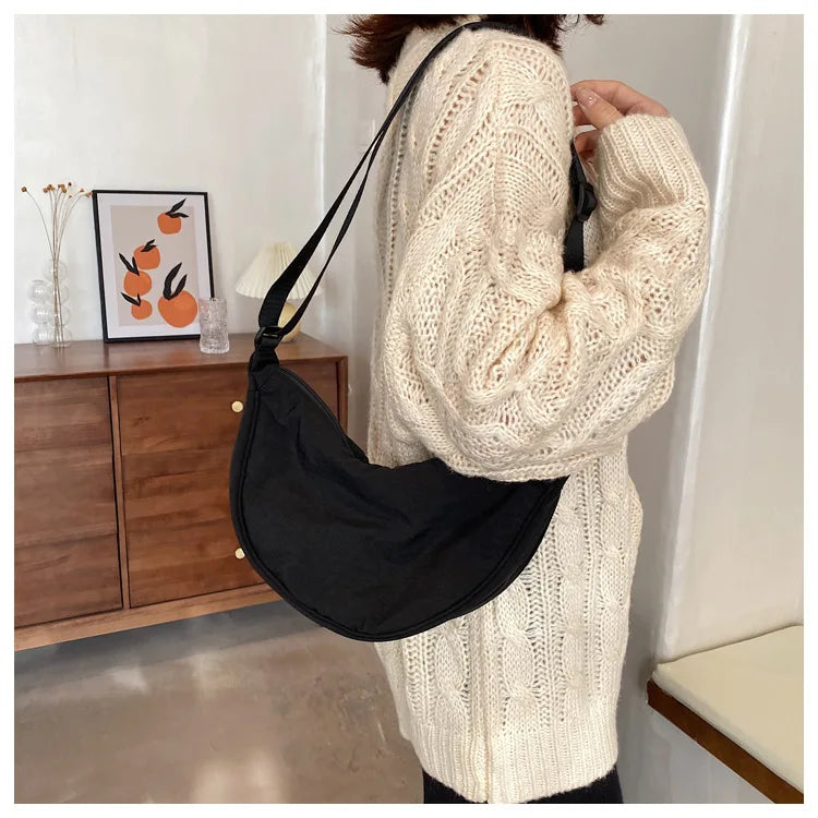 Casual Nylon Hobo Crossbody Bag for Women - Large Capacity Designer Shoulder