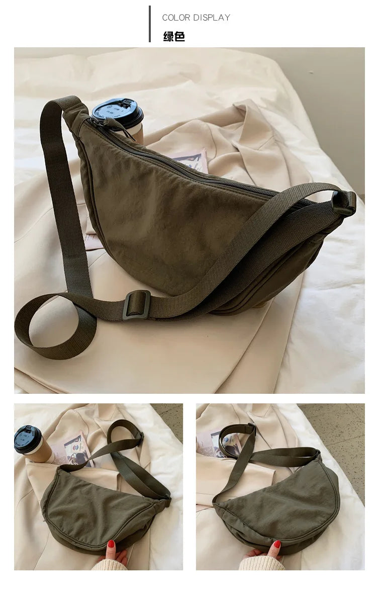 Casual Nylon Hobo Crossbody Bag for Women - Large Capacity Designer Shoulder