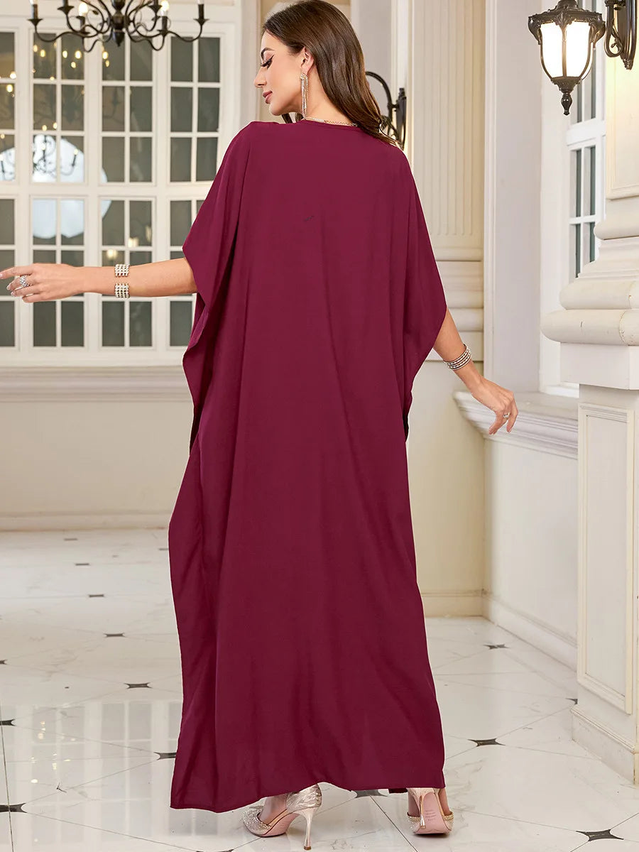 Women Embroidered Long Caftans Plus Size Kaftan Dresses Beach Bathing Suit Cover up moomoo Dress Moroccan Robe