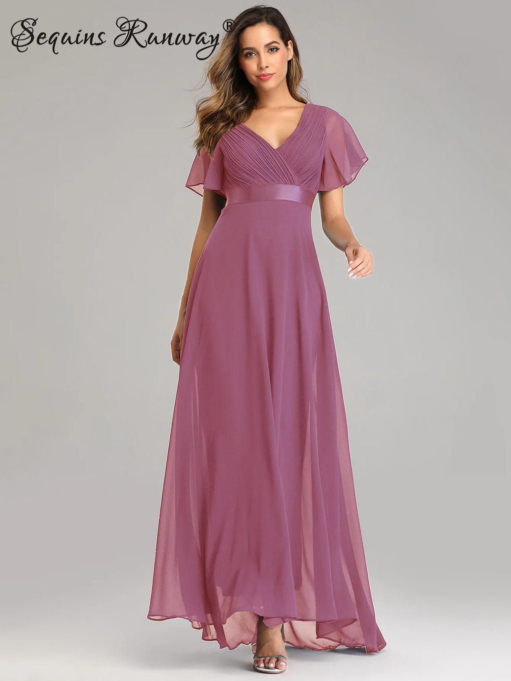 Sexy Pink Chiffon Tulle Maxi Summer Dress - Casual Vintage Long Party Gown