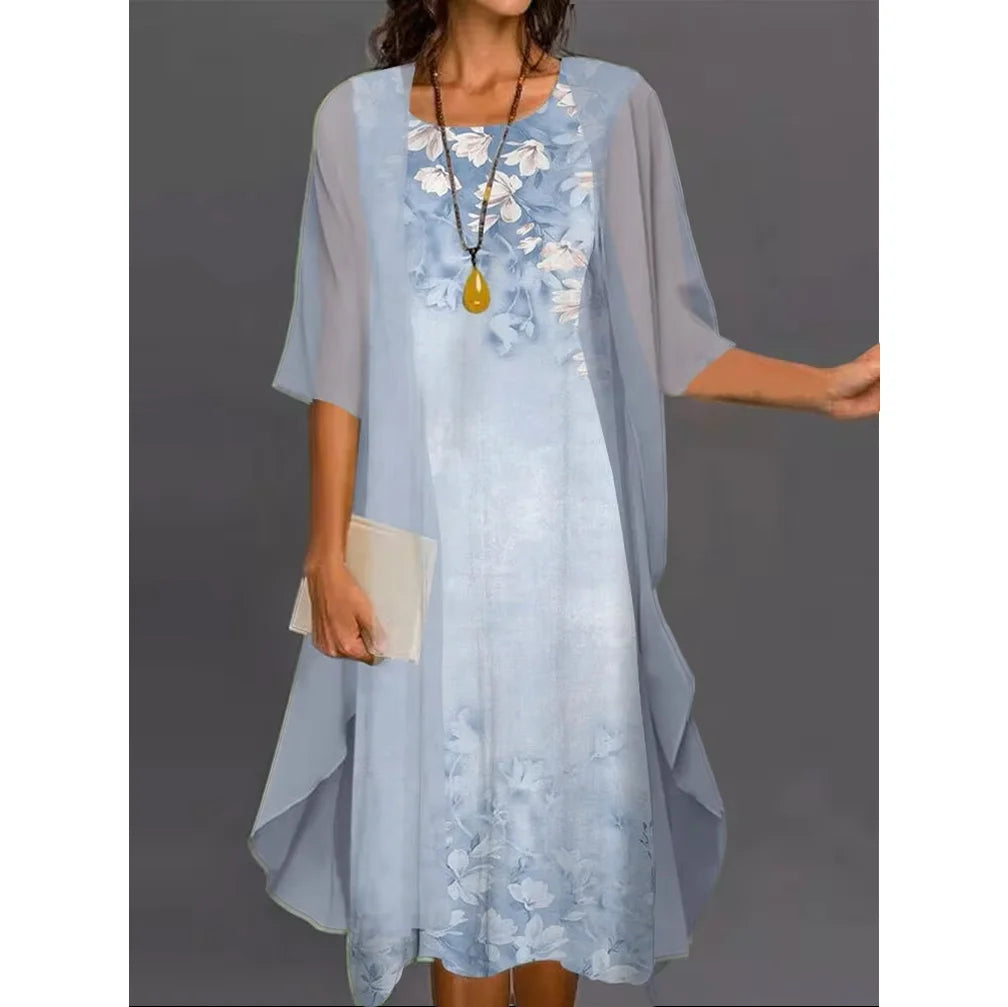 Women Dresses: Casual Knit Floral A-Line Dress | Salman Store