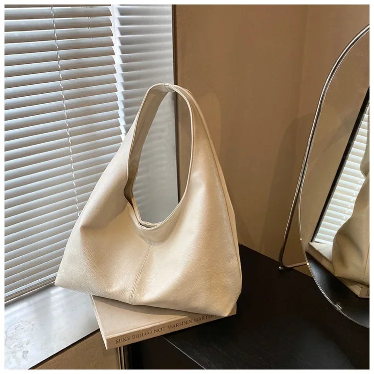 Large Capacity PU Leather Hobo Underarm Bag - 2026 Y2K Trend Shoulder Tote for Women - JStorehub 