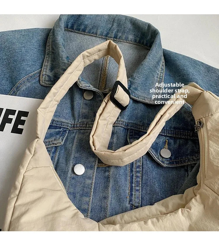 Trendy Women's Soft Cloth Shoulder Bag - Solid Color Y2K Casual Big Crossbody Bag 2026 - JStorehub 