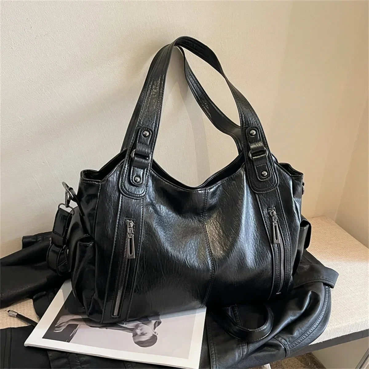 Soft Interior Shoulder Bag 2026 - High Quality Contrasting Color PU Handbag for Wome