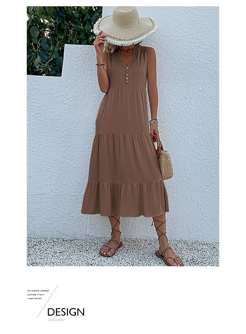 Women Dresses: Casual Summer Midi Dress - Salman Store