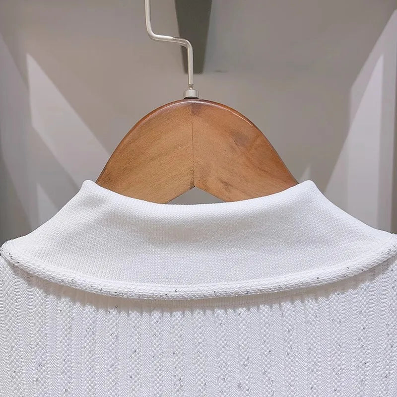 Women Dresses - Polo Neck Knitted Dress Y2K - Salman Store