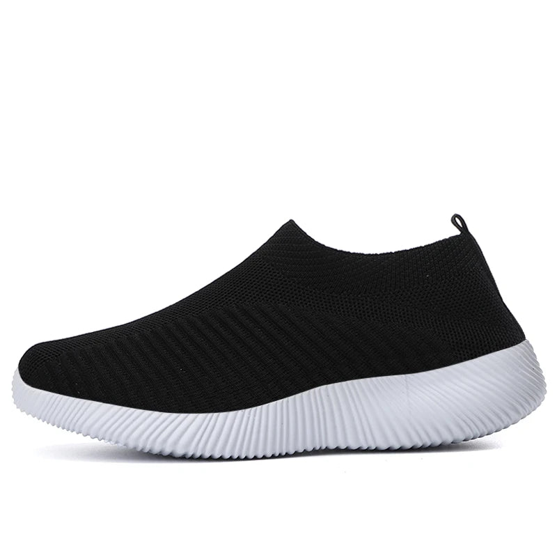 Women's Pink Mesh Sneakers - Breathable Flying Woven Slip-On Walking Shoes - JStorehub 