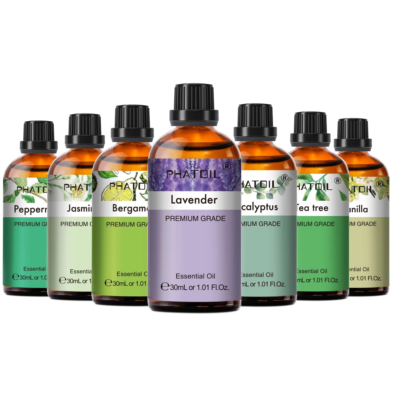 Phatoil 30ml Aromatherapy Essential Oil Set - Lavender Eucalyptus Vanilla Orange - JStorehub 